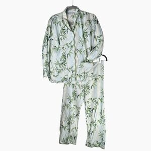 Heidi Carey Pajama Loungewear Set Size XS Top Pants Bamboo Shoot Leaf Print